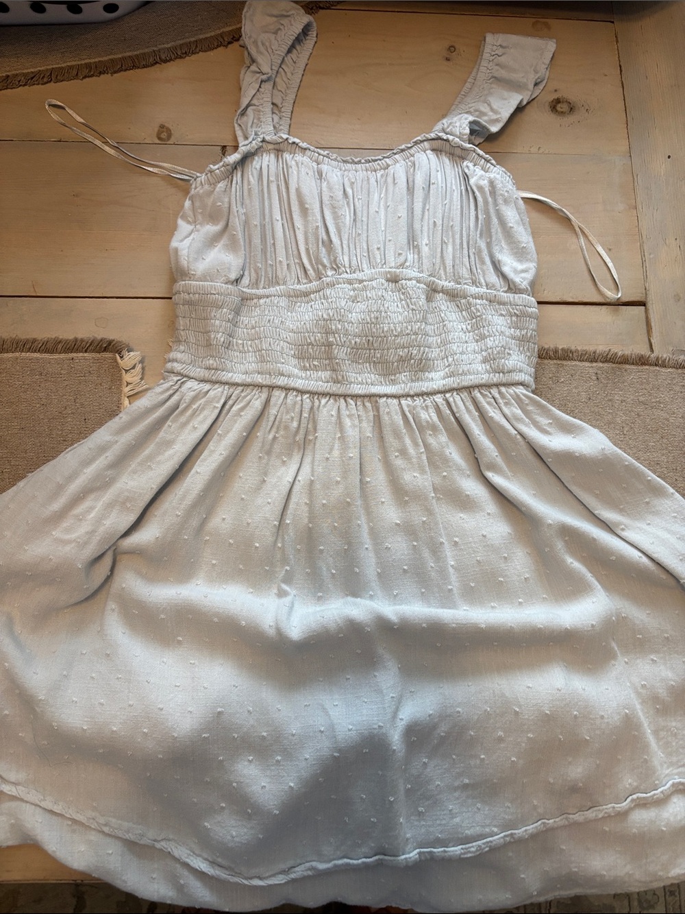 Womens Light Blue Smocked Sundress - with shorts underneath Size Small